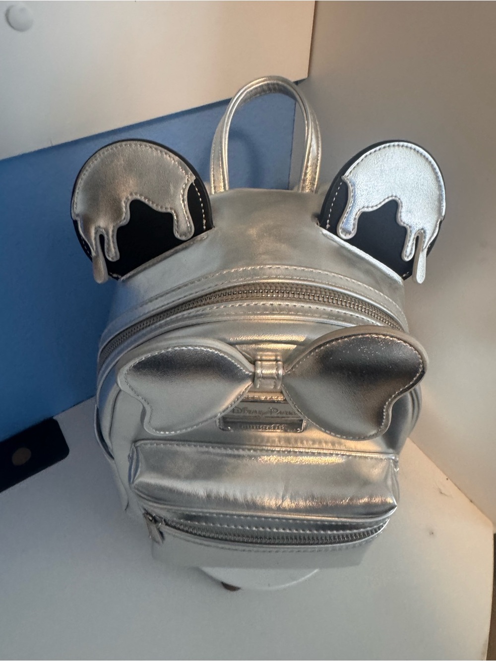 Loungefly Metallic Silver Minnie Ear Mini Backpack 100 years of Disney edition - Picture 3 of 11